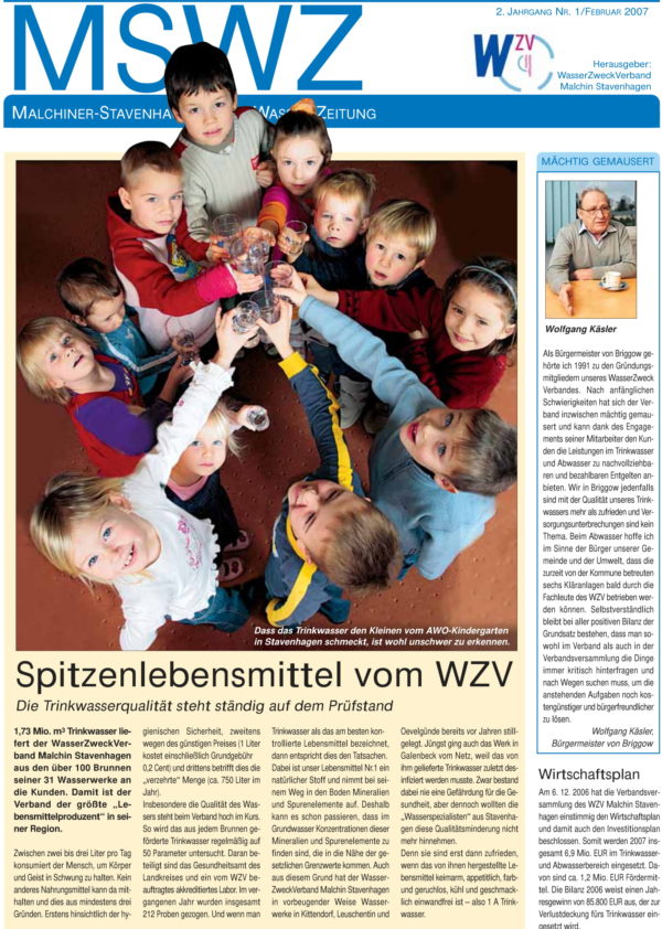 Wasserzeitung 01/2007 » WasserZweckVerband­ Malchin Stavenhagen