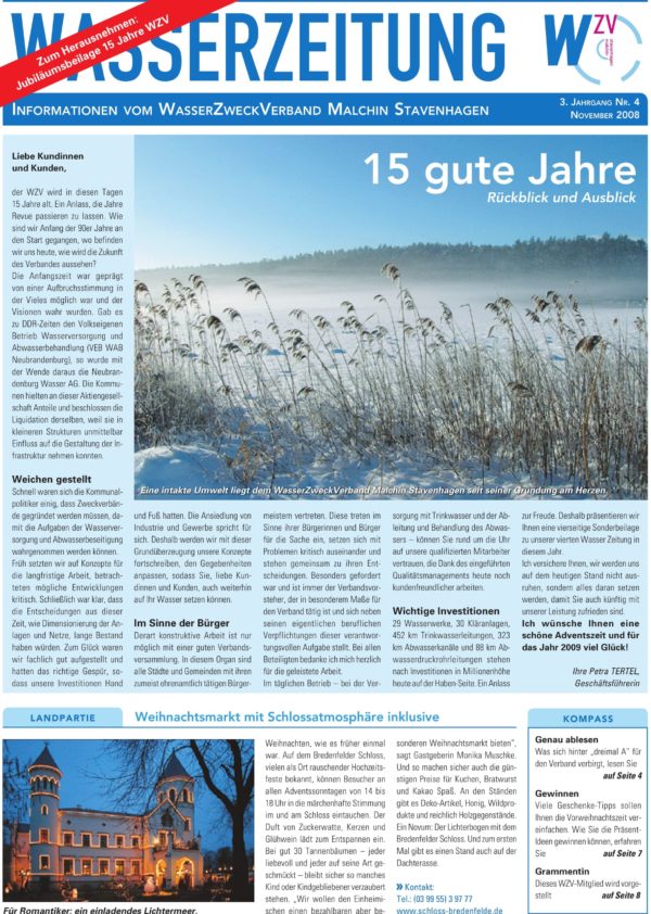 Wasserzeitung 04/2008 » WasserZweckVerband­ Malchin Stavenhagen
