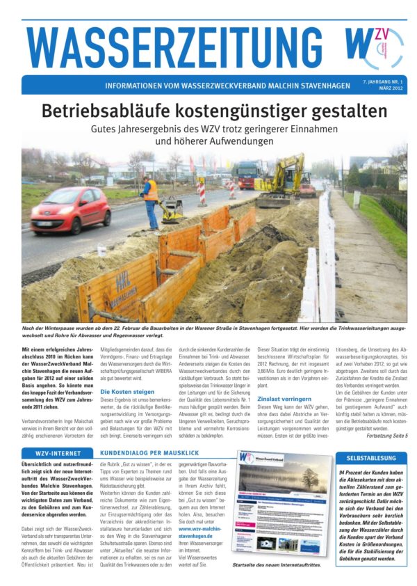 Wasserzeitung 01/2012 » WasserZweckVerband­ Malchin Stavenhagen