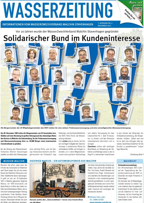 Wasserzeitung 04/2012 » WasserZweckVerband­ Malchin Stavenhagen