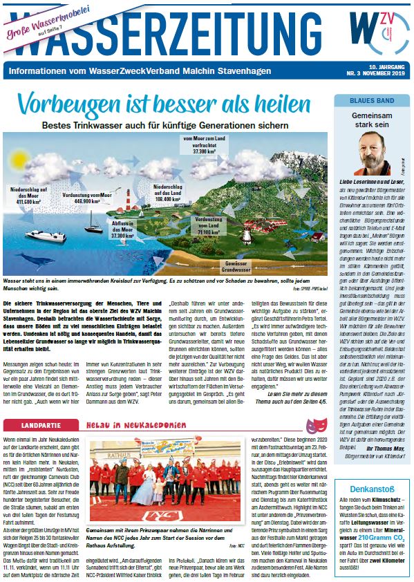 Wasserzeitung 11/2019 » WasserZweckVerband­ Malchin Stavenhagen