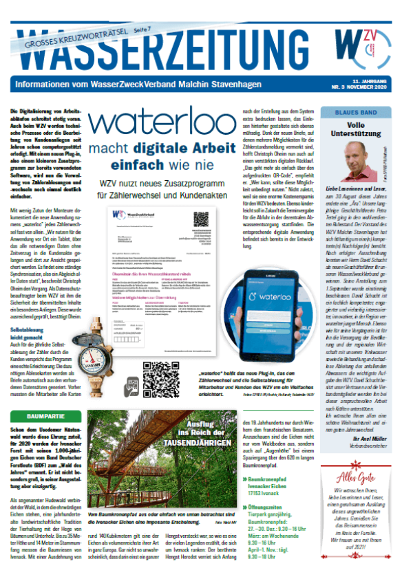 Wasserzeitung 11/2020 » WasserZweckVerband­ Malchin Stavenhagen