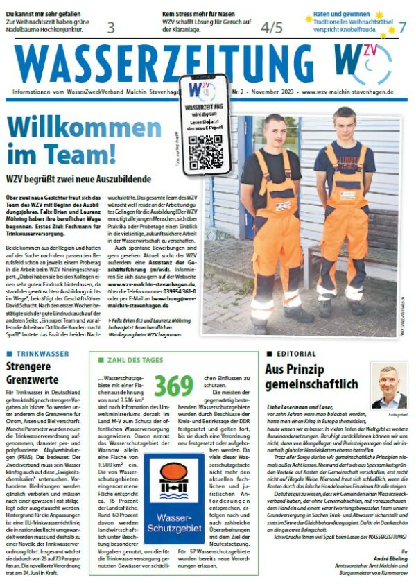 Wasserzeitung 10/2023 » WasserZweckVerband­ Malchin Stavenhagen